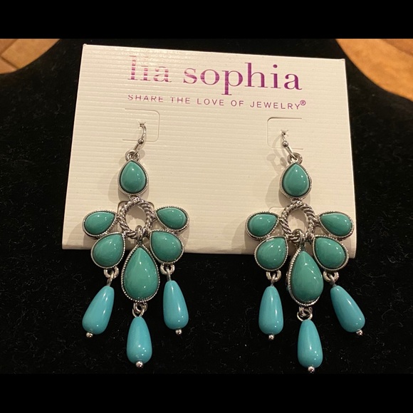 Lia Sophia turquoise silver earrings - Picture 3 of 4